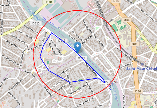 isochrone map vs circle map